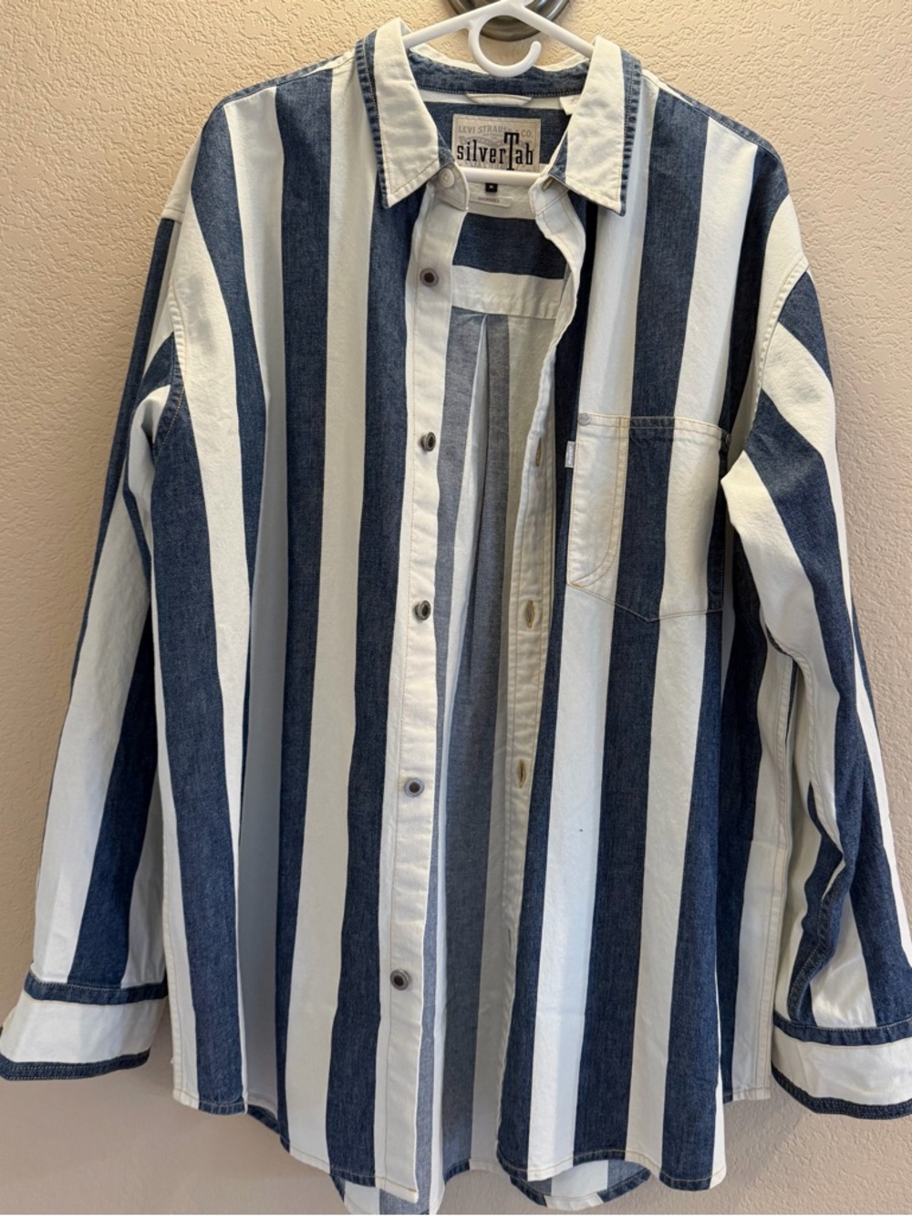 Levi's SilverTab Navy and White Striped Denim Shirt